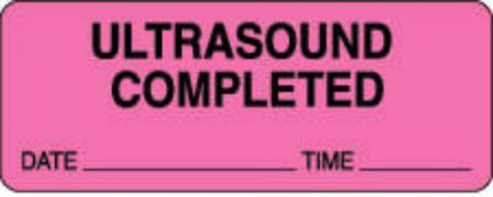 Label Paper Permanent Ultrasound Completed 2 1/4" x 7/8", Fl. Pink, 1000 per Roll