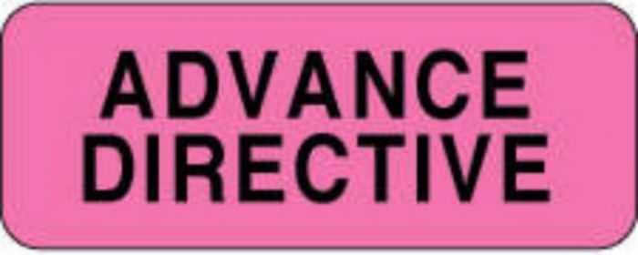 Label Paper Permanent Advance Directive  2 1/4"x7/8" Fl. Pink 1000 per Roll