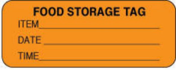 Label Paper Permanent Food Storage Tag  2 1/4"x7/8" Fl. Orange 1000 per Roll