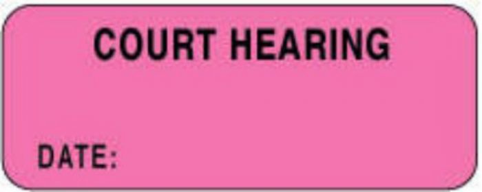 Label Paper Permanent Court Hearing Date:  2 1/4"x7/8" Fl. Pink 1000 per Roll