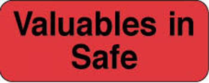 Label Paper Permanent Valuables In Safe 2 1/4" x 7/8", Fl. Red, 1000 per Roll