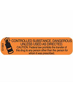 Communication Label (Paper, Permanent) Controlled Sub 1 9/16" x 3/8" Orange - 500 per Roll, 2 Rolls per Box
