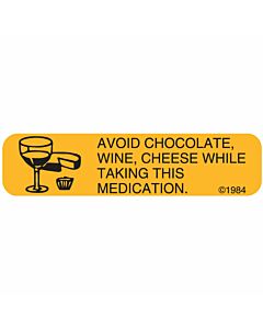 Communication Label (Paper, Permanent) Avoid Chocolate 1 9/16" x 3/8" Goldenrod - 500 per Roll, 2 Rolls per Box