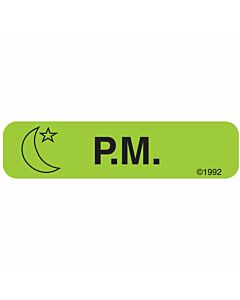 Communication Label (Paper, Permanent) P.M 1 9/16" x 3/8" Green - 500 per Roll, 2 Rolls per Box
