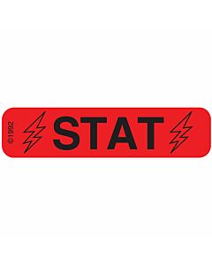 Communication Label (Paper, Permanent) STAT 1 9/16" x 3/8" Red - 500 per Roll, 2 Rolls per Box