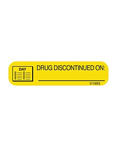 Communication Label (Paper, Permanent) Drug Discontinued 1-9/16" x 3/8" Yellow - 500 per Roll, 2 Rolls per Box
