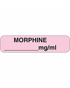 Communication Label (Paper, Permanent) Morphine 1 9/16" x 3/8" Pink - 500 per Roll, 2 Rolls per Box