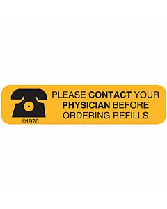Communication Label (Paper, Permanent) Contact MD Before 1 9/16" x 3/8" Goldenrod - 500 per Roll, 2 Rolls per Box