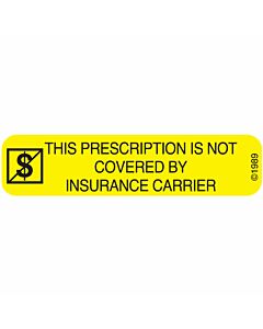 Communication Label (Paper, Permanent) Not Covered By 1 9/16" x 3/8" Yellow - 500 per Roll, 2 Rolls per Box