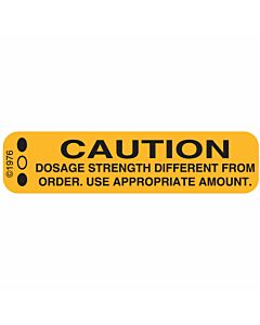 Communication Label (Paper, Permanent) Caution Dose 1 9/16" x 3/8" Goldenrod - 500 per Roll, 2 Rolls per Box