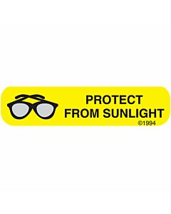 Communication Label (Paper, Permanent) Protect From Sun 1 9/16" x 3/8" Yellow - 500 per Roll, 2 Rolls per Box