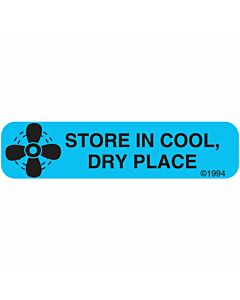 Communication Label (Paper, Permanent) Store Cool Dry, 1 9/16" x 3/8" Blue - 500 per Roll, 2 Rolls per Box