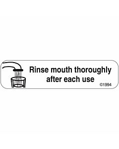 Communication Label (Paper, Permanent) Rinse Mouth, 1 9/16" x 3/8" White - 500 per Roll, 2 Rolls per Box