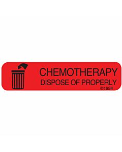 Communication Label (Paper, Permanent) Chemotherapy 1 9/16" x 3/8" Red - 500 per Roll, 2 Rolls per Box