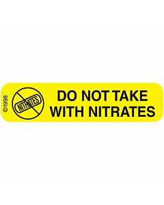 Communication Label (Paper, Permanent) Dont Take Nitrate 1 9/16" x 3/8" Yellow - 500 per Roll, 2 Rolls per Box
