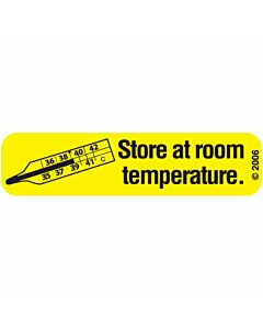 Communication Label (Paper, Permanent) Store At Room Temp 1 9/16" x 3/8" Yellow - 500 per Roll, 2 Rolls per Box