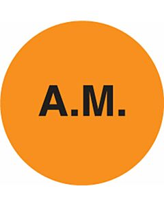 Communication Label (Paper, Permanent) A.M. Orange - 1000 per Roll, 2 Rolls per Box