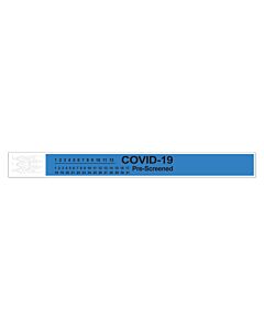 Short Stay® Alert Bands® Tyvek® "COVID-19 Pre-screened" Pre-printed, 1" x 10" Adult/Pediatric Blue, 1000 per Box