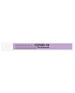 Short Stay® Alert Bands® Tyvek® "COVID-19 Pre-screened" Pre-printed, 1" x 10" Adult/Pediatric Lavender, 1000 per Box