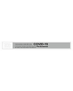 Short Stay® Alert Bands® Tyvek® "COVID-19 Pre-screened" Pre-printed, 1" x 10" Adult/Pediatric Gray, 1000 per Box