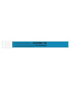 Short Stay® Alert Bands® Tyvek® "COVID-19 Pre-screened" Pre-printed, 1" x 10" Adult/Pediatric Teal, 1000 per Box