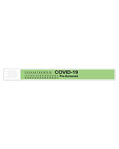 Short Stay® Alert Bands® Tyvek® "COVID-19 Pre-screened" Pre-printed, 1" x 10" Adult/Pediatric Lime, 1000 per Box