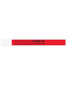 Short Stay® Alert Bands® Tyvek® "COVID-19 Pre-screened" Pre-printed, 1" x 10" Adult/Pediatric Red, 1000 per Box