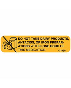 Communication Label (Paper, Permanent) No Dairy Products 1 9/16" x 3/8" Goldenrod - 500 per Roll, 2 Rolls per Box