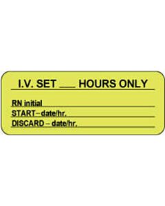 IV Label Paper Permanent I.v.set Hours Only 2 1/4"x7/8" Fl. Yellow 1000 per Package