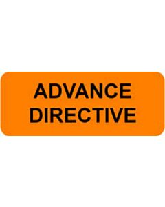 Label Paper Permanent Advance Directive  2 1/4"x7/8" Fl. Orange 1000 per Roll