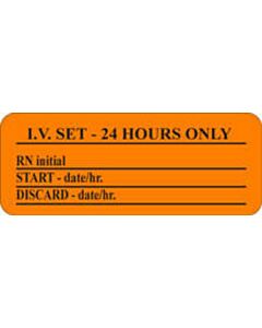 IV Label Paper Permanent I.v.set---24 Hours 2 1/4"x7/8" Fl. Orange 1000 per Roll