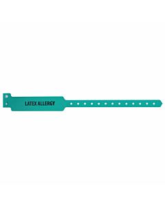 Sentry® Alert Bands® Poly "Latex Allergy" Pre-Printed, State Standardization 1" x 11-1/2" Adult Kelly Green, 500 per Box