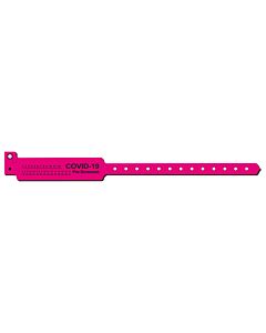 Sentry® Alert Bands® Poly "COVID-19 Pre-Screened" Pre-Printed, State Standardization 1" x 11-1/2" Adult Cranberry, 500 per Box