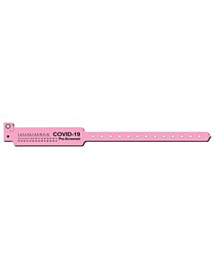 Sentry® Alert Bands® Poly "COVID-19 Pre-Screened" Pre-Printed, State Standardization 1" x 11-1/2" Adult Pink, 500 per Box