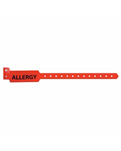 Sentry® Alert Bands® Poly "Allergy" Pre-printed, State Standardization 1" x 10-1/4" Adult/Pedi Red, 500 per Box