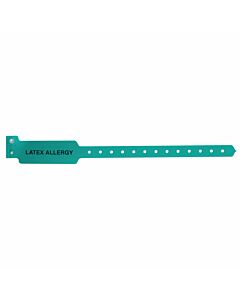 Sentry® Alert Bands® Poly "Latex Allergy" Pre-Printed, State Standardization 1" x 10-1/4" Adult/Pediatric Kelly Green, 500 per Box