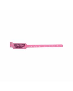 Sentry® Alert Bands® Poly "Restricted Extremity" Pre-Printed, State Standardization 1" x 11-1/4" Adult/Pedi Pink, 500 per Box