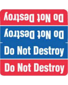 Label Wraparound Paper Permanent Do Not Destroy 1-7/8" x 1-7/8" Blue and Red, 1000 per Roll