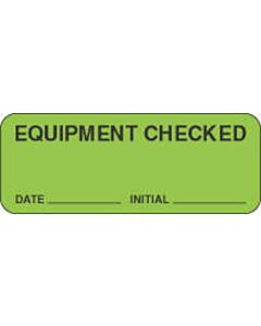 Label Paper Removable Equipment Checked 2 1/4" x 7/8", Fl. Green, 1000 per Roll