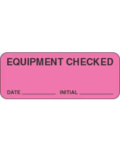 Label Paper Removable Equipment Checked 2 1/4" x 7/8", Fl. Pink, 1000 per Roll