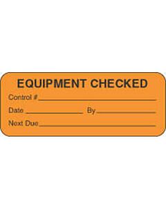 Label Paper Removable Equipment Checked 2 1/4" x 7/8", Fl. Orange, 1000 per Roll