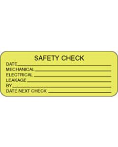 Label Paper Removable Safety Check 2 1/4" x 7/8", Fl. Yellow, 1000 per Roll