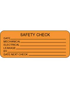 Label Paper Removable Safety Check 2 1/4" x 7/8", Fl. Orange, 1000 per Roll
