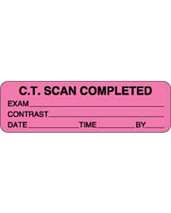 Label Paper Permanent CT Scan Completed  2 7/8"x7/8" Fl. Pink 1000 per Roll