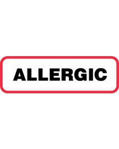 Label Paper Permanent Allergic  1 1/4"x3/8" White with Red 1000 per Roll
