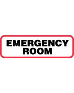 Label Paper Permanent Emergency Room  1 1/4"x3/8" White with Red 1000 per Roll