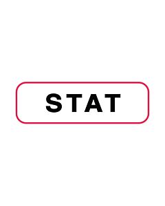 Lab Communication Label (Paper, Permanent) Stat  1 1/4"x3/8" White with Red - 1000 per Roll