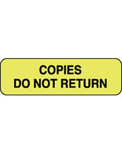 Label Paper Permanent Copies Do Not Return  1 1/4"x3/8" Fl. Yellow 1000 per Roll