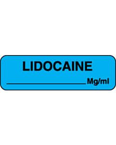 Anesthesia Label (Paper, Permanent) Lidocaine mg/ml 1 1/4" x 3/8" Blue - 1000 per Roll
