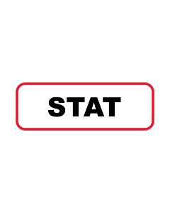Lab Communication Label (Paper, Permanent) Stat  1 1/2"x1/2" White with Red - 1000 per Roll